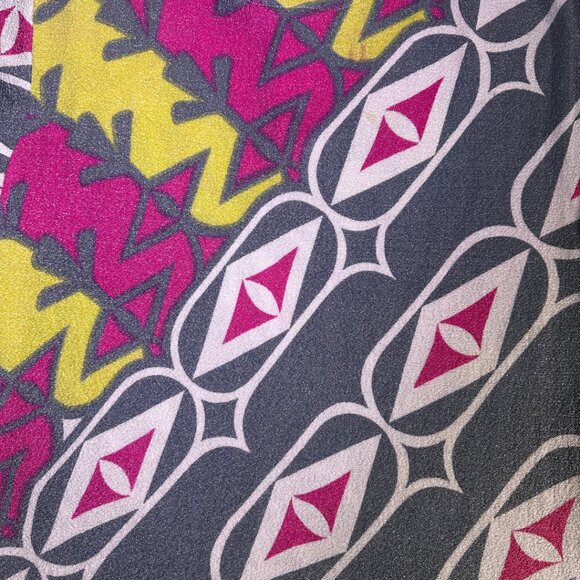 Helen Sue 70s Mod Geometric Pink Lime Green Gray Top Back Zipper Size Small - Picture 5 of 5